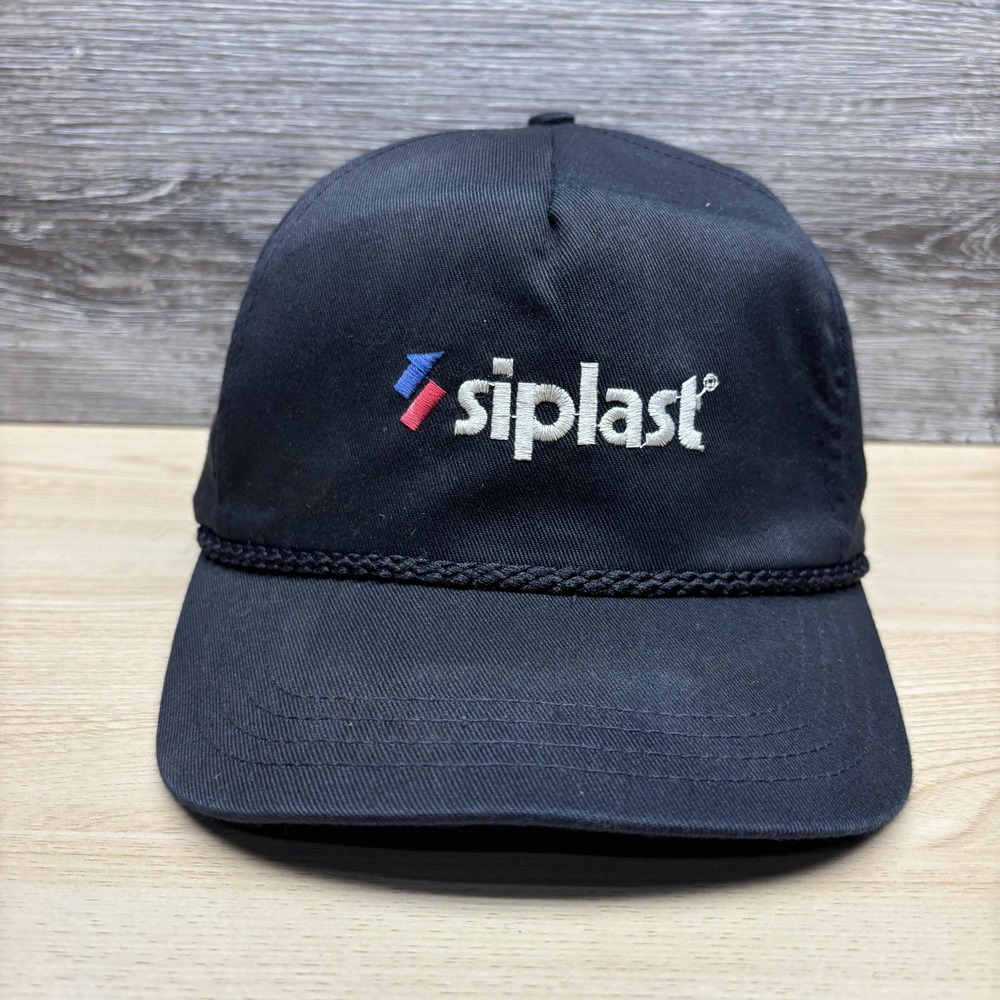 Vintage Siplast Hat Cap Snap Back Black Rope Embroidered Advertising Logo